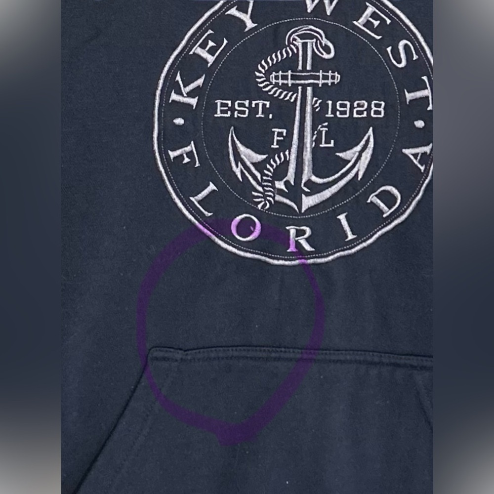 Key West Florida Anchor Hoodie Sweatshirt M Navy Blue Beach Coastal - Picture 5 of 5